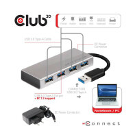 CLUB3D USB 3.0 Hub 4-Port mit Power Adapter