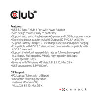 CLUB3D USB 3.0 Hub 4-Port mit Power Adapter