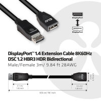 CLUB3D DisplayPort 1.4 Extension Cable 8K60Hz DSC 1.2...