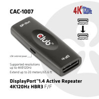 CLUB3D DisplayPort 1.4 Active Repeater 4K120Hz HBR3 F/F