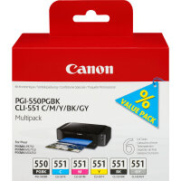Canon PGI-550/CLI-551 PGBK/C/M/Y/BK/GY Multipack mit 6...